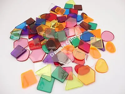 Clear Colour Translucent Mosaic Plastic Shapes Tiles  Art & Craft Stained Glass • £5.95