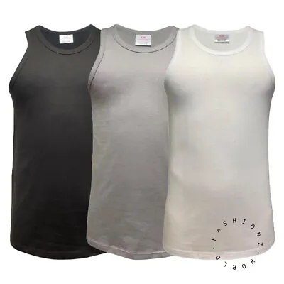 Mens Vests 100% Cotton Athletic Summer Single & Packs Jersey Gym Training S-5XL • £6.29