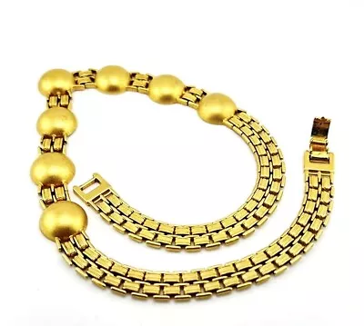 Vintage MONET Modernist Necklace Brushed Gold Plated Statement 17” • $34.95