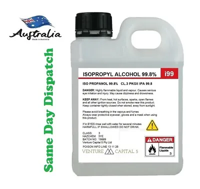 ISOPROPYL ALCOHOL 100% IPA - RUBBING ALCOHOL  1LT 2.5LT Or 5LT FREE POST • $17.95