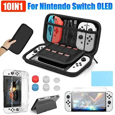 Carrying Case Bag+Shell Cover+Tempered Glass Protector For Nintendo Switch OLED • $15.48