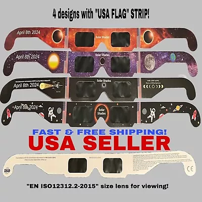 1-4days Ship 10 Family Pack 🇺🇸strips Solar Eclipse Glasses CE & ISO Certified • $12.99