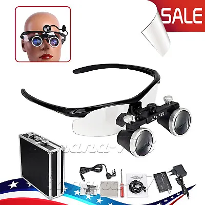 Dental 3.5x Surgical Binocular Loupe Medical Headband Magnifier LED Headlight • $55.99