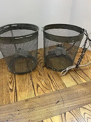 Vintage Galvanized Wire Mesh Fishing Minnow Trap Bucket Bait Rustic Many Uses • $18