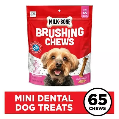 Milk-Bone Brushing Chews Daily Dental Dog Treats Mini 25.5 Oz. Bag 65 Bones P • $14.98