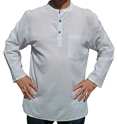 £16.99 • Buy Fair Trade Nepal Light Cotton Hippy Boho Festival Surf Kurta Shirt White S-5xl