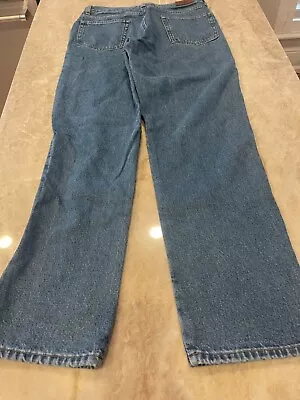 L.L. Bean Men's 33X32 Classic Fit Medium Wash Denim Flannel Lined Straight Jeans • $40