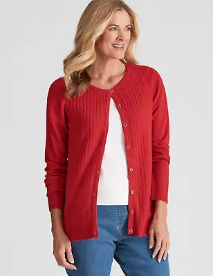 Noni B - Womens Jumper - Long Winter Cardigan Cardi - Red - Sweater - Cable • $15.58