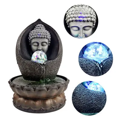 Tabletop Water Fountain Meditation Fountain Waterfall With LED Light Ball Indoor • $27