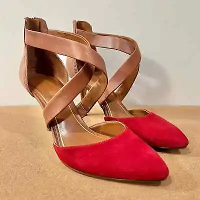 Enzo Angiolini Women Eacoadi Red Tan Pointed Toe Heels 8.5 • $15