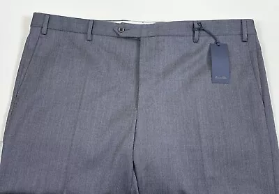 NWT Zanella Men's Devon Flat Front Wool Blend Dress Pants Sz 44 Gray • $149.99