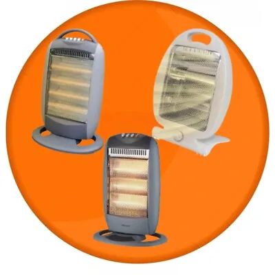 Electric Halogen Heater Portable Quartz Uk Plug Grey 2 / 3 / 4 Bar • £13.99