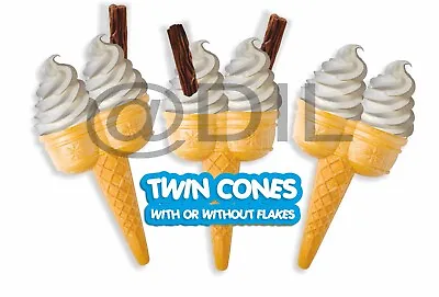 ICE CREAM Stickers - Plain Cone - Single Cone - Twin Cone - VAN WINDOW STICKER • £3.99