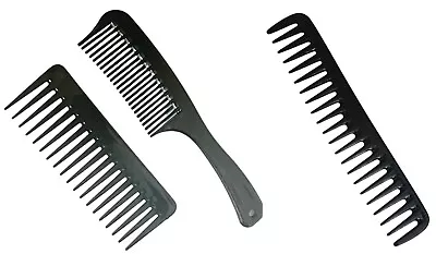 Wide Tooth Detangle Comb Hairdressing/styling Barbers Afro Rake Combs Black • £2.99