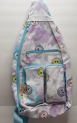 Women Kids Hands Free Cargo Sling Bag No Boundaries Backpack Smiley Face Tie Dye • $15.99