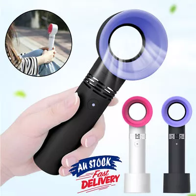 360° Cooler Fan Hand Held Fan Bladeless Summer No Leaf Portable Handy USB Cooler • $9.85