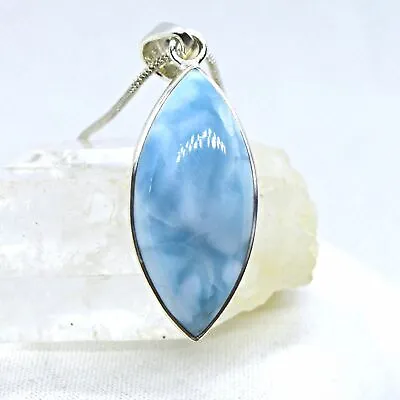 Larimar Sterling Silver Pendant Real Rare Blue Pectolite Crystal Dolphin Stone • £52.50