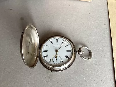 Solid Silver Hunter Pocket Watch W.e.watts Nottingham 1899 • £0.99