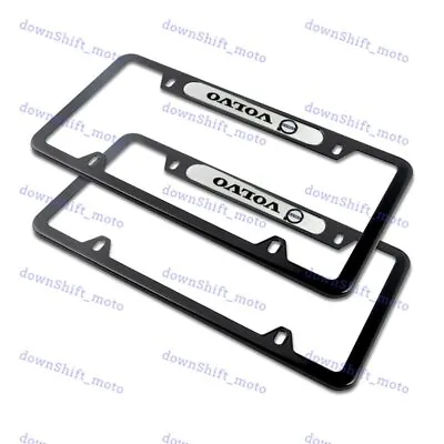 For 2PCS VOLVO Black White Stainless Steel Metal License Plate Frame Brand New • $18.88