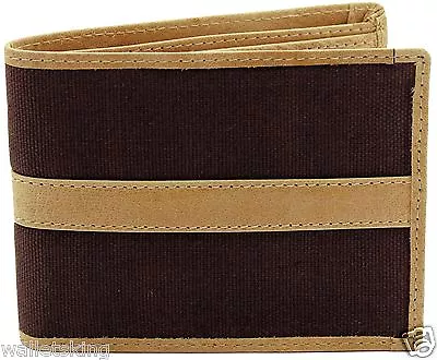 Starhide Designer Mens Brown Genuine Leather & Canvas Billfold Wallet 1214 • £9.95