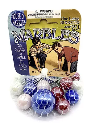 NEW 2022! NetBag 21 Classic Marbles 20 Players 1 Shooter House Of Marbles Vacor • $7.95