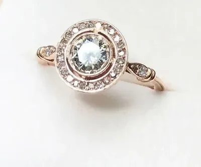 Vintage Art Deco Style Lab-Created Diamond Engagement 14K Rose Gold Finish Ring • $82.95