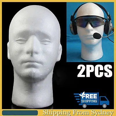 2pcs Practical Foam Men Mannequin Head Wigs Glasses Cap Display Holder Stand AUS • $21.99