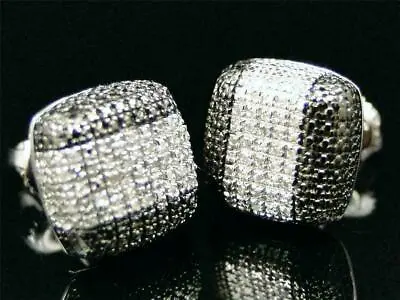 3Ct Lab Created Round Black Diamond Men's Stud Earrings Solid 14K White Gold • $46.69