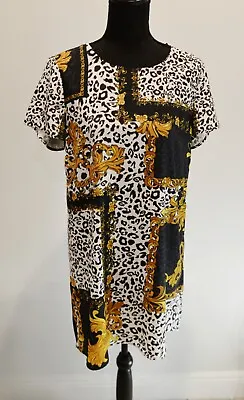 Mink Pink Tshirt Dress Size Small Black White And Gold Animal Print • $15