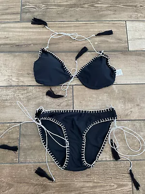 Bnwt Missguided Bikini Set Size 8 Blanket Stitch / Crochet Padded Tassel Ties • £12.99