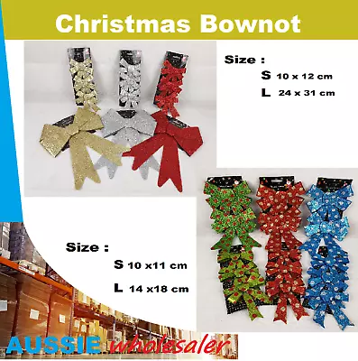 Bulk Sale Au Christmas Bow Tree Decoration Xmas Ornament Bowknot Party Wedding  • $14.45