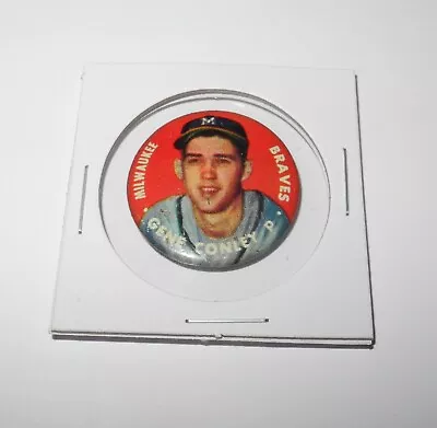 1956 Topps Baseball Pin Coin Pinback Gene Conley Milwaukee Braves Excellent • $22.46