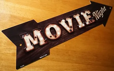 MOVIE NIGHT ARROW MARQUEE SIGN With Cinema Movie Lights Artwork Home Decor NEW • $12.95