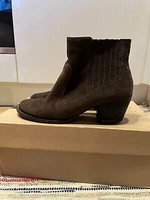 Marks And Spencer Indigo Womens Suede Heeled Brown Ankle Boots Size 6 • £3