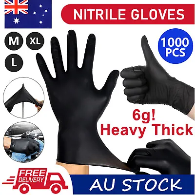 100-500PCS Black Nitrile Gloves Thick 6g Powder Free Industrial Medical Mechanic • $18.95