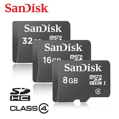 SanDisk  32GB 16GB 8GB Micro SD SD HC TF Memory Card Retail Package Class 4 C4 • $4.93