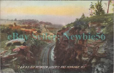 Liberty NY - O&W RAILROAD CUT TO FERNDALE - Postcard Catskills • $10