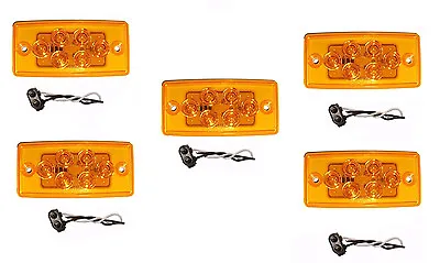 5 Flush Mount Volvo Freightliner Roof Cab Clearance Marker Light LED Amber • $41