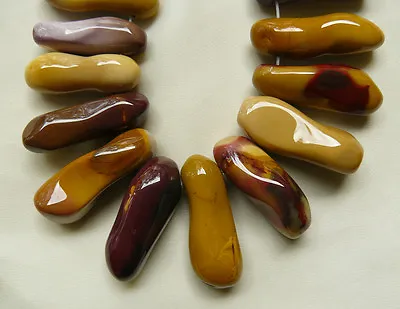 Mookaite Jasper Focal Beads Peanut Shaped Gemstones Multi-colored Stones • $10