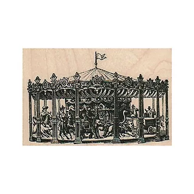 Mounted Rubber Stamp Victorian Carousel Merry-Go-Round Circus Carnival Fair • $11.45