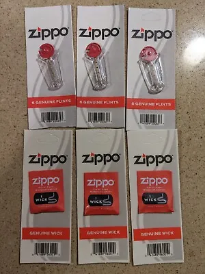 Zippo Genuine Lighter Flint & Wick Value 6-Pack (18 Flints & 3 Wicks) SHIPS FREE • $10.99