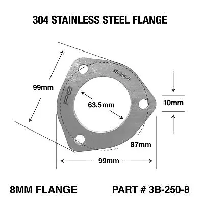 Exhaust Flange 2.5 Inch ID 304 Stainless Steel 8mm Thick 3 Bolt Flange • £17.64