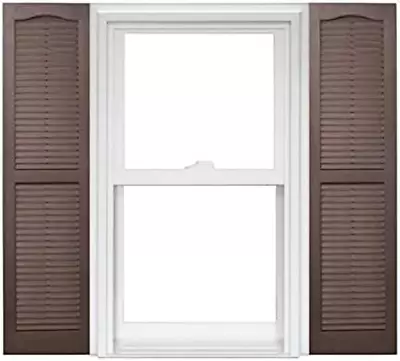 Homeside Open Louver Vinyl Shutters (1 Pair) 14-1/2In. X 47In. - 022 Chocolate • $69.99