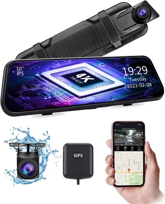 $183.14 • Buy 4K WiFi Rear View Mirror Dash Cam Backup Camera Mirror With GPS And App For Car