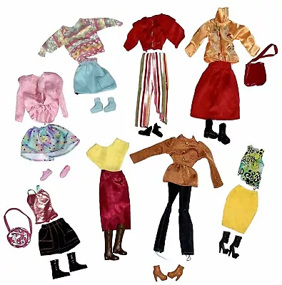 VTG Lot Of 8 Barbie Two-piece Outfits With Shoes + Accessories 34 Pieces Total • $32