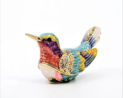 Colorful Humming Bird Trinket Box. Hand Painted Enamel & Swarovski Crystals  • $44.99