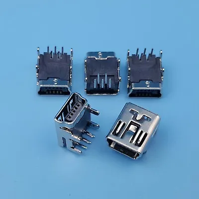 100Pcs Mini USB Type B Female 5Pin Right Angle DIP 4Legs PCB Socket Connector • $6.99