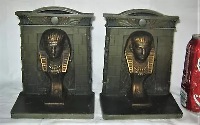 Antique Art  Deco Bradley Hubbard Bronze Cast Iron Egyptian Tomb Sphinx Bookends • $1295