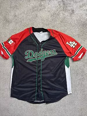 LA Los Angeles Dodgers Mexican Heritage Day Red Green Black Jersey SGA Mens M • $30