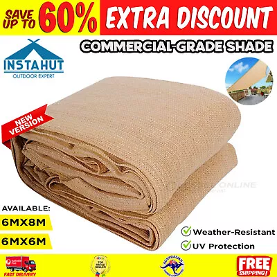 Instahut 6x6m 6x8m Square Heavy Duty Shade Sail Cloth Heavy Duty Sand Sun Canopy • $102.51